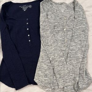 H&M Navy and Gray Henley Tops